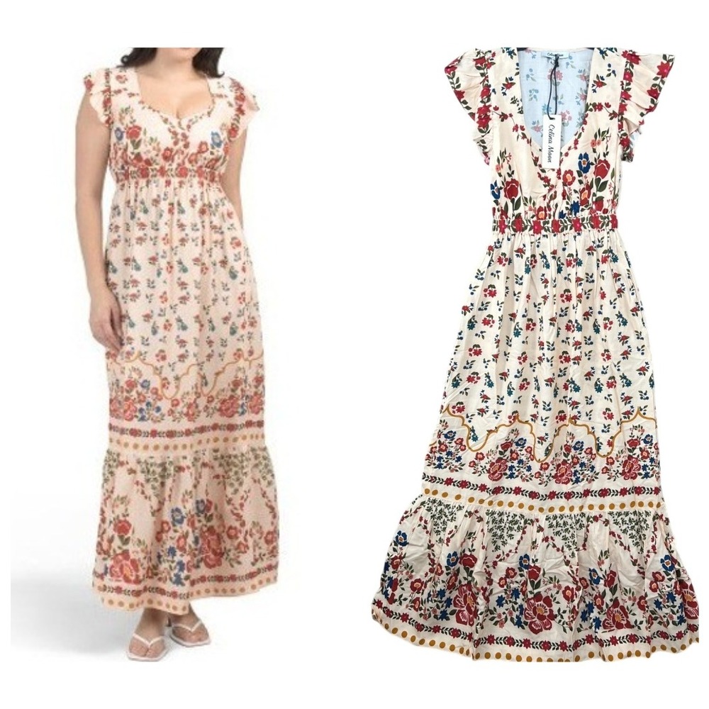 Celina Moon‎ x Anthropologie Prairie Cottagecore Floral Maxi Dress XS Flowy NWT